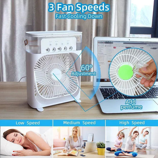 TEKCOOL Mini Cooler for Room Cooling Portable Mini Fan Cooler with 7 Colors LED Light, 3 Wind Speeds and 3 Spray Modes for Office, Home, Dorm, Travel (Random Color)