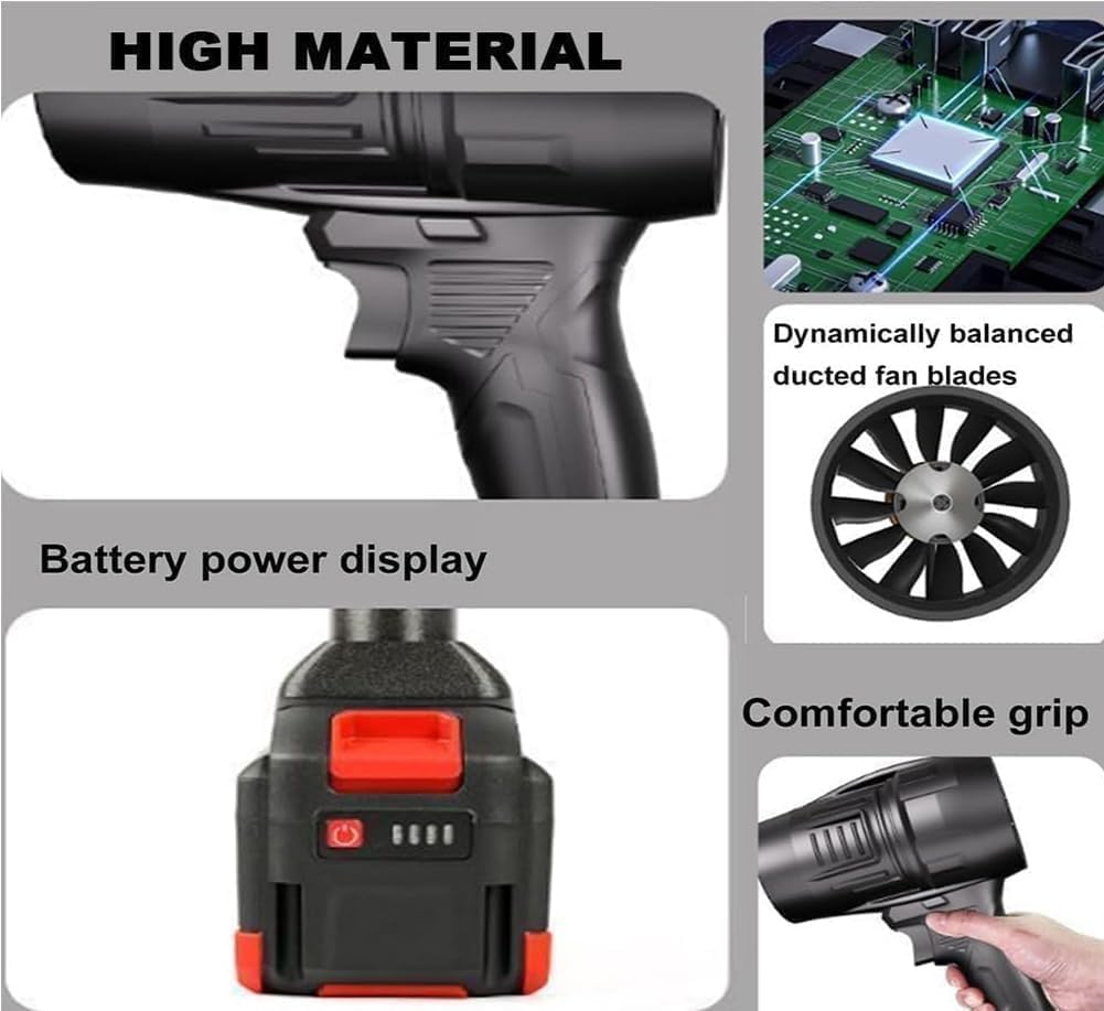 Professional 48V Cordless Electric Air Duster, Powerful Rechargeable Handheld Turbo Blower with Variable Speed Trigger, Battery Indicator, Fast Charging, Portable Cleaner for PC, Car, Office & Home