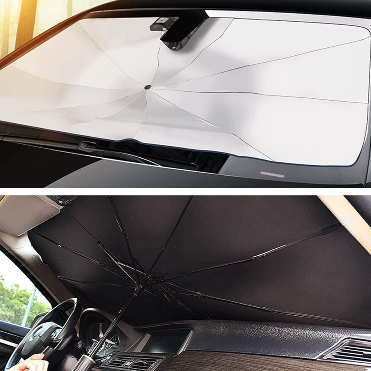 TEKCOOL Car Sunshade Windshield Cover, Umbrella Windshield Sunshade for Car Front Window Sun Protection & Heat Insulation Foldable Sunshade Full Cover Sunshade for Most Vehicles'