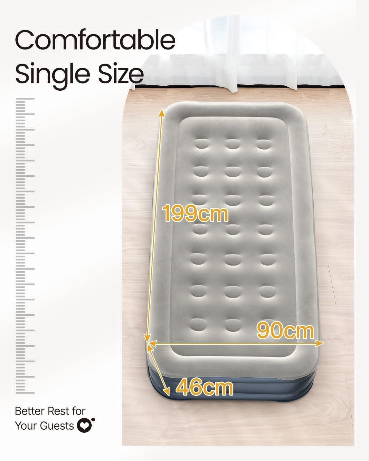 Portable Inflatable Air Mattress with Built-in Electric Pump & USB-C Charging – Waterproof Single Blow-Up Bed, Fast Inflation, Comfortable & Compact Airbed for Home, Travel & Camping