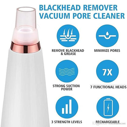 6 in 1 Multi-function Blackhead Remover Tools | Electric Derma suction Machine | USB Rechargeable Acne Pimple Pore Cleaner Vacuum tool | Facial Cleanser Device for Nose & Skin Care