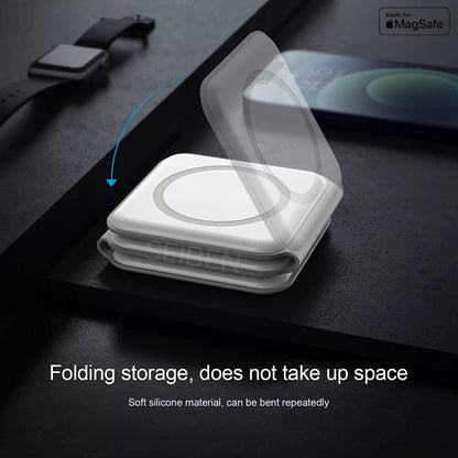 3 in 1 MagSafe compatible Magnetic Foldable Wireless Charger for iPhone 17 to 12 Series | Compatible with AirPods 2/3, Pro2, Pro3 | Compatible with only Apple Watch Series | 23W Charging - Pearl White