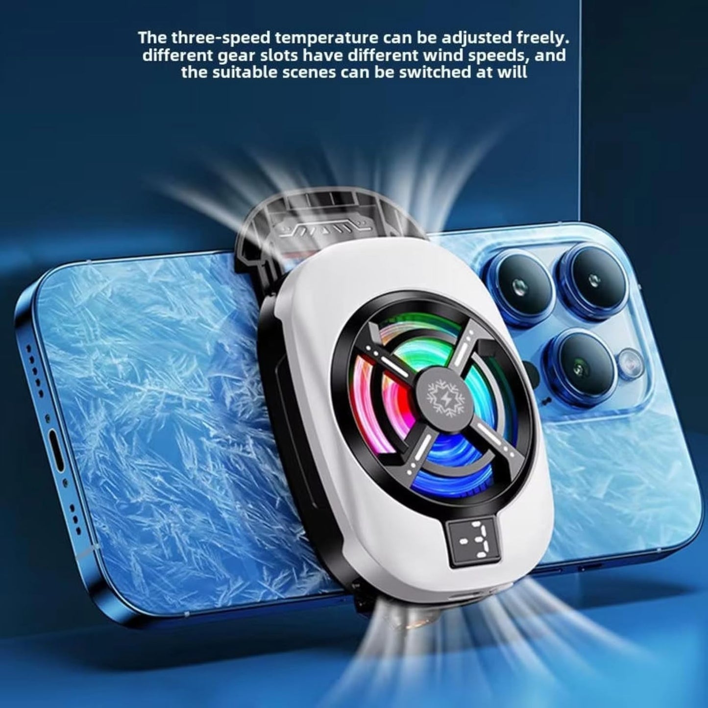 TL-16 Instant Mobile Cooler – Semiconductor Gaming Cooling Fan with LCD Display,RGB Lights & 3 Cooling Modes for iOS & Android