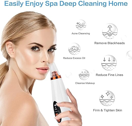 6 in 1 Multi-function Blackhead Remover Tools | Electric Derma suction Machine | USB Rechargeable Acne Pimple Pore Cleaner Vacuum tool | Facial Cleanser Device for Nose & Skin Care