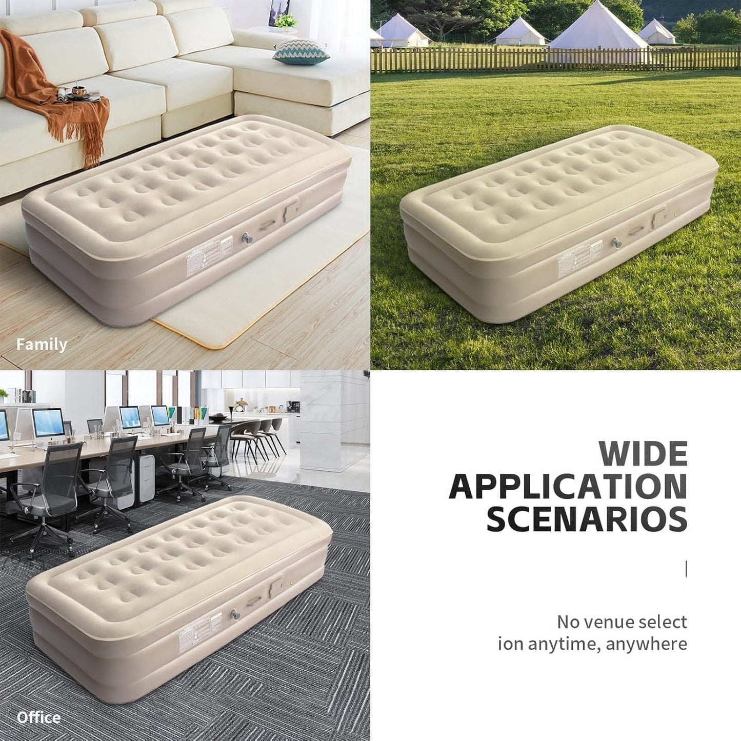 Portable Inflatable Air Mattress with Built-in Electric Pump & USB-C Charging – Waterproof Single Blow-Up Bed, Fast Inflation, Comfortable & Compact Airbed for Home, Travel & Camping