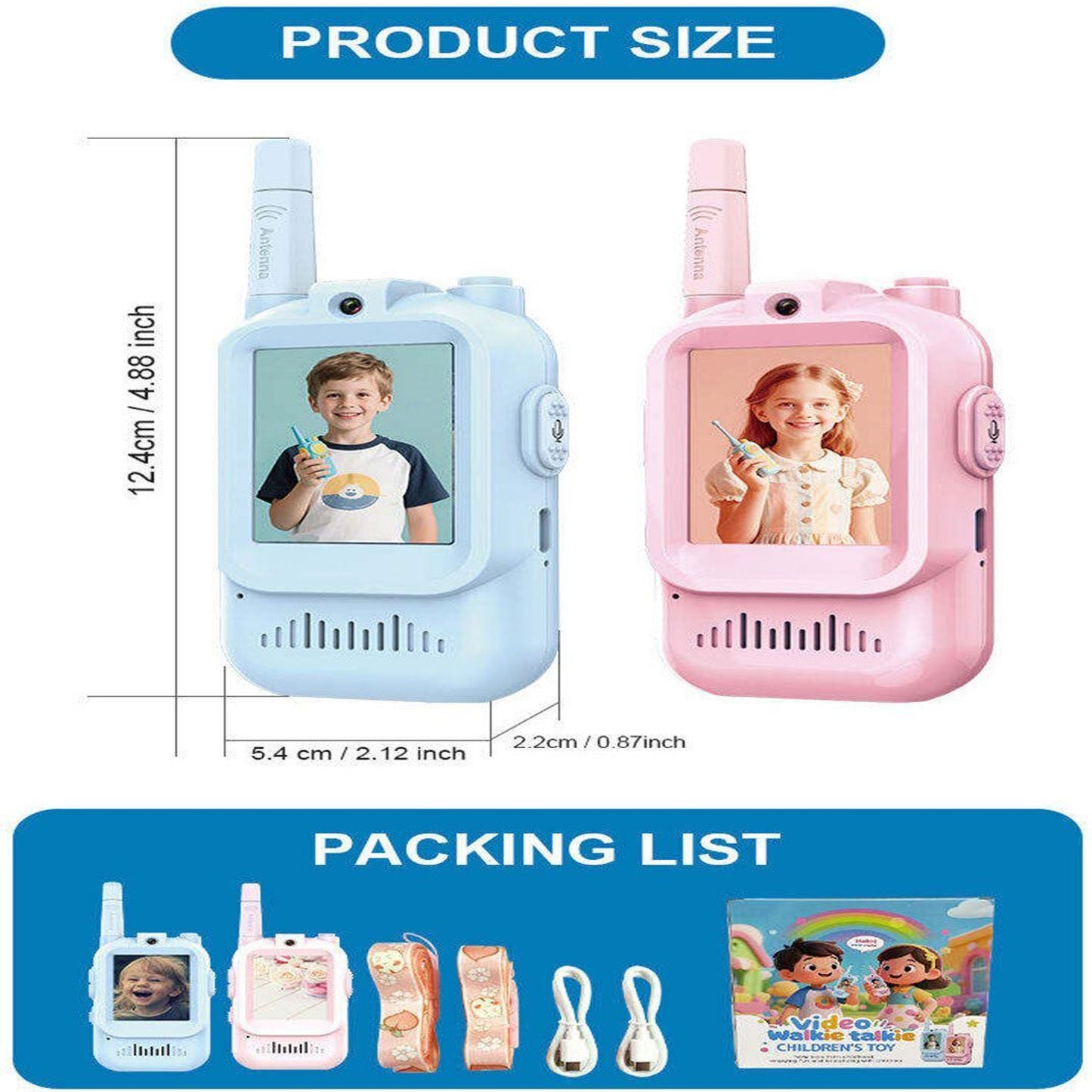 PROXN Video Walkie Talkies for Kids – Fun Two-Way Communication Toy with Video Calling Feature for Boys & Girls Ages 3–7 Years, Pink & Blue Color