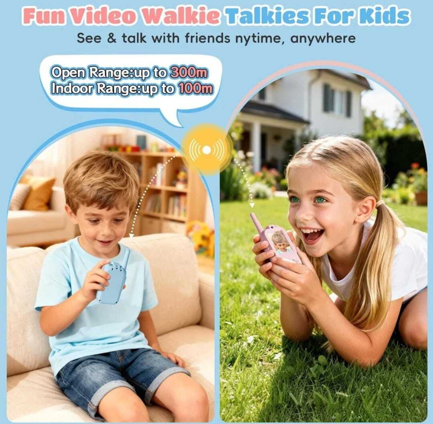 PROXN Video Walkie Talkies for Kids – Fun Two-Way Communication Toy with Video Calling Feature for Boys & Girls Ages 3–7 Years, Pink & Blue Color